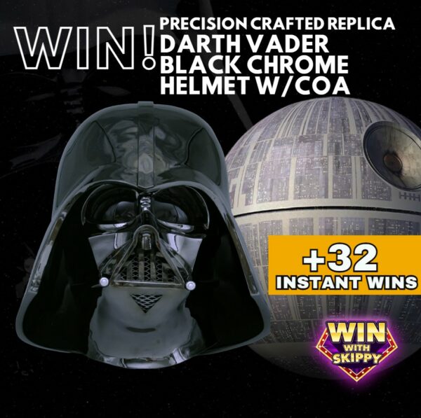 WIN! EFX COLLECTIBLES "BLACK CHROME" LIMITED EDITION EDITION DARTH VADER HELMET + 32 Instant Wins!