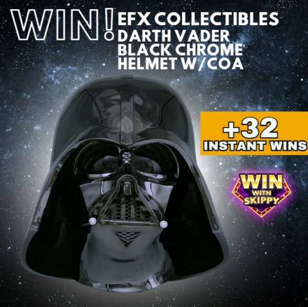 WIN! EFX COLLECTIBLES "BLACK CHROME" LIMITED EDITION EDITION DARTH VADER HELMET + 32 Instant Wins!