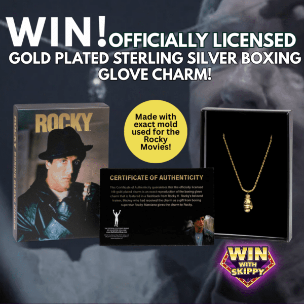 ROCKY OFFICIALLY LICENSED Gold Plated Sterling Silver Boxing Glove Charm made from the same mold as the one in the movie & Sylvester Stallone Approved! Cash Alternative: £150