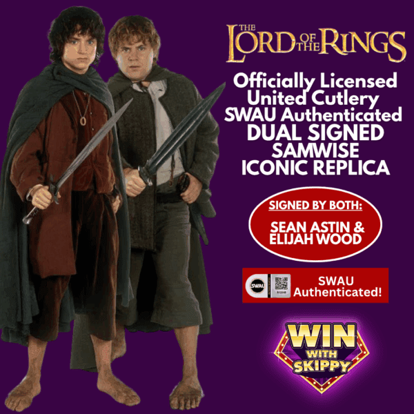 WIN! Officially Licensed United Cutlery SWAU Authenticated DUAL signed Elijah Wood & Sean Astin Samwise Iconic Replica!