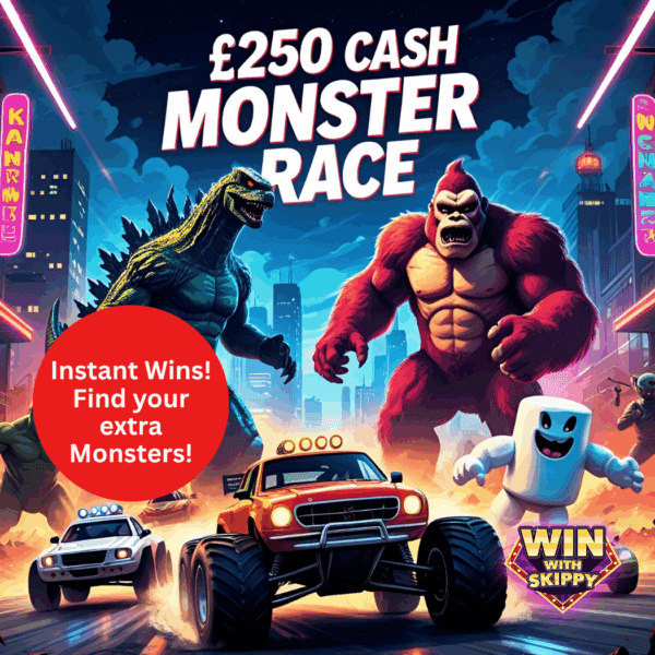 £250 Cash Monster Race with extra monsters that will boost your chances! Find the monsters!
