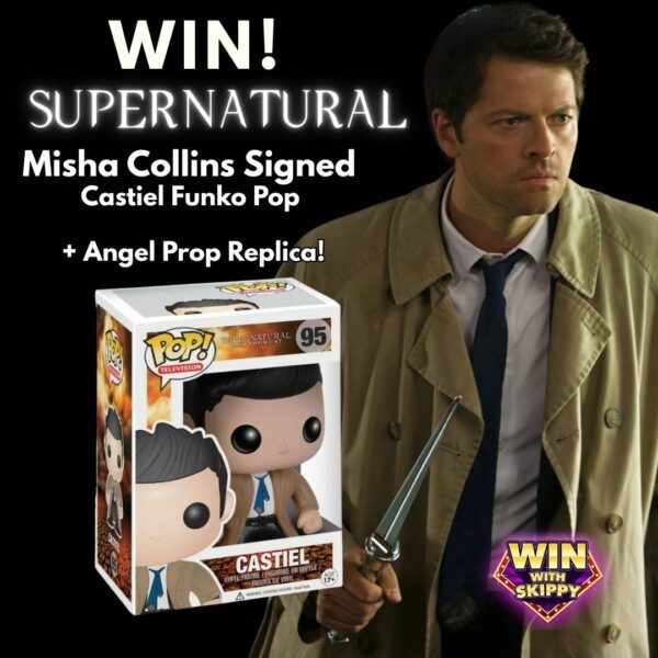 Win! Supernatural Misha Collins Signed Castiel Funko Pop PLUS Angel Prop Replica