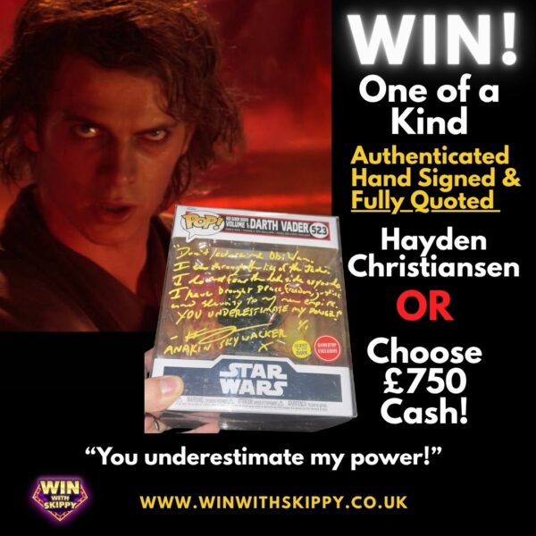 TRULY ONE OF A KIND! Hayden Christiansen Signed And Full "You Underestimate My Power!" Quoted Funko Pop!  £750 Cash Alternative