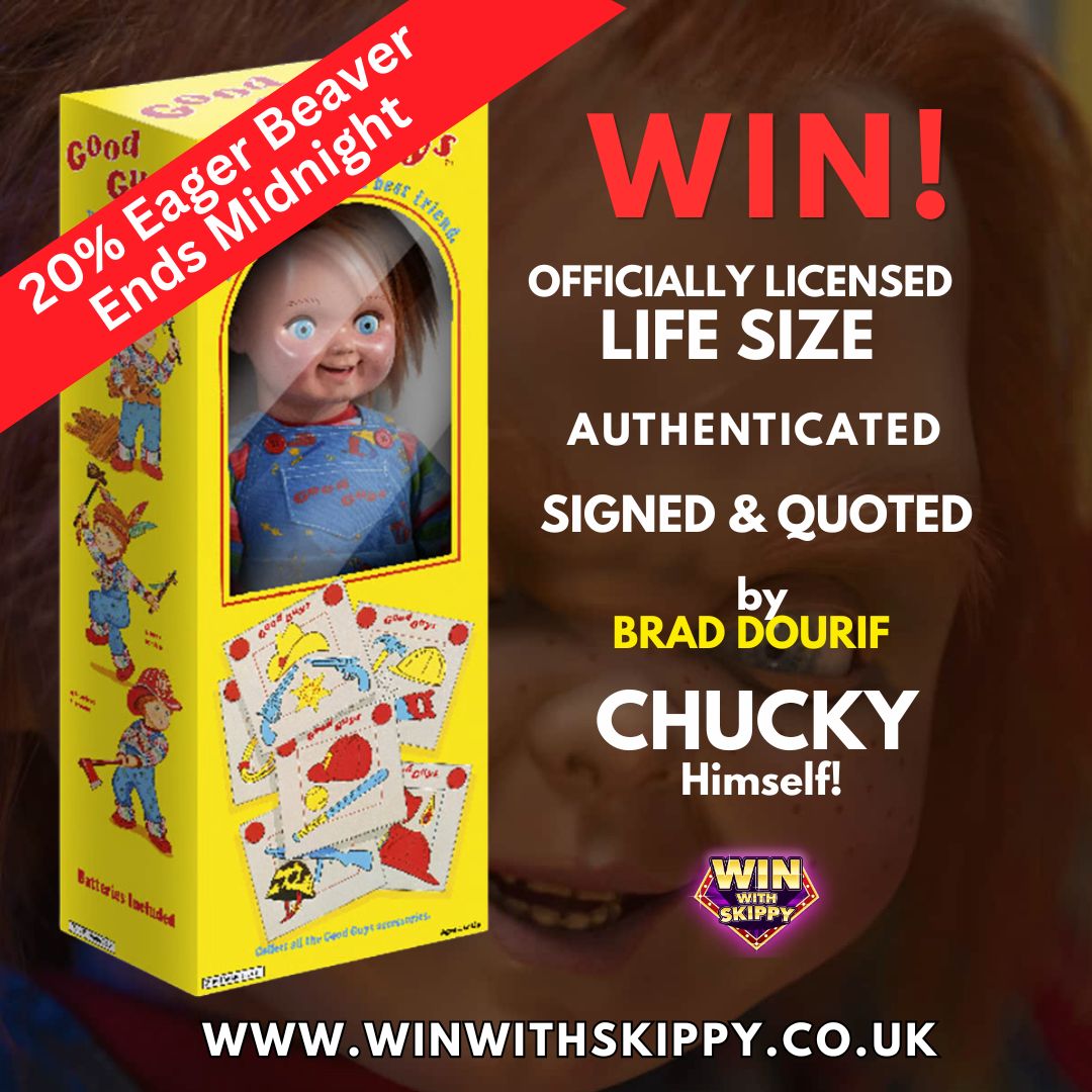 He’s Your Friend ‘Til the End.. WIN! Life Size Chucky Doll 🔪 Signed & Quoted by Brad Dourif!