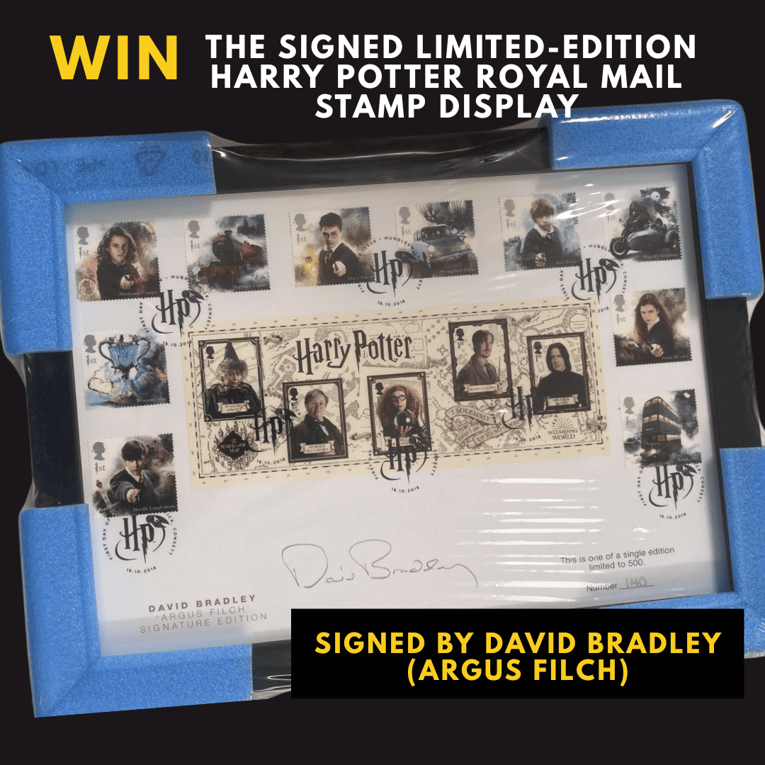 Limited-Edition Harry Potter Royal Mail Stamp Display Signed By Argus Filch (David Bradley)!